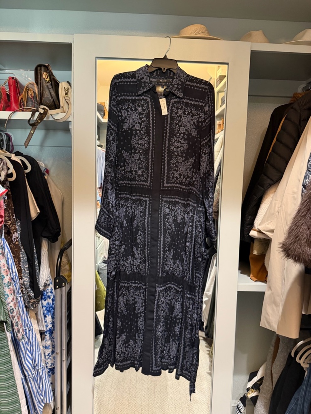 Madewell Black Paisley Maxi Shirt Dress